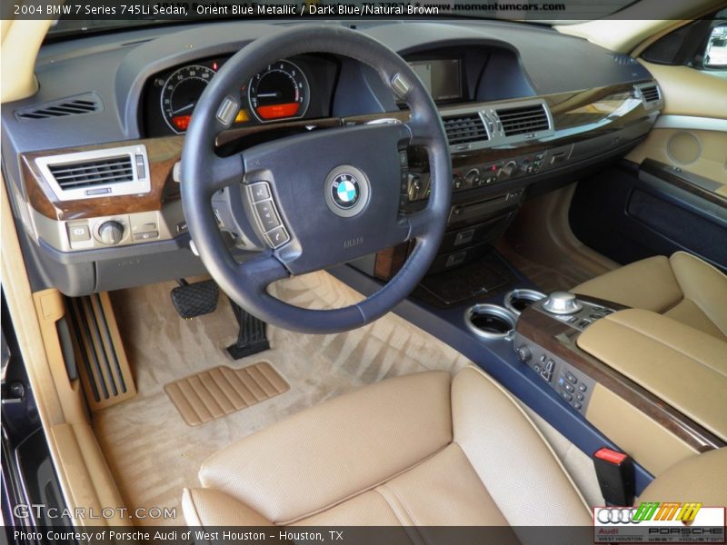 Orient Blue Metallic / Dark Blue/Natural Brown 2004 BMW 7 Series 745Li Sedan