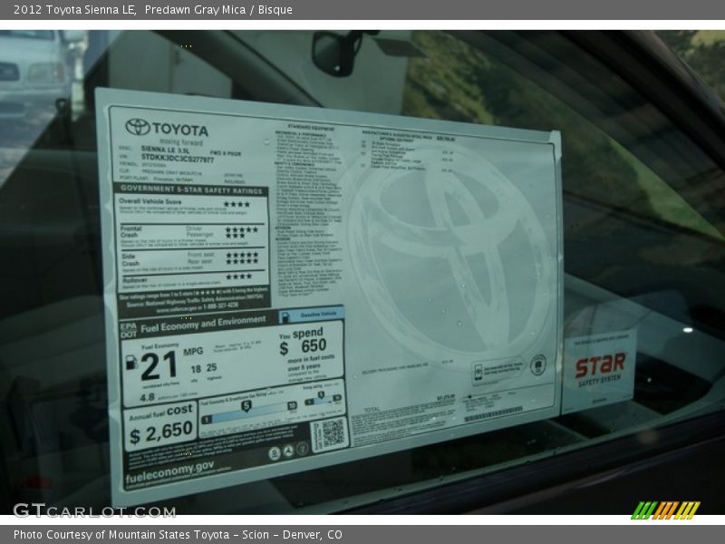 Predawn Gray Mica / Bisque 2012 Toyota Sienna LE