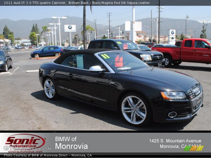 Brilliant Black / Black/Magma Red Silk Nappa Leather 2011 Audi S5 3.0 TFSI quattro Cabriolet
