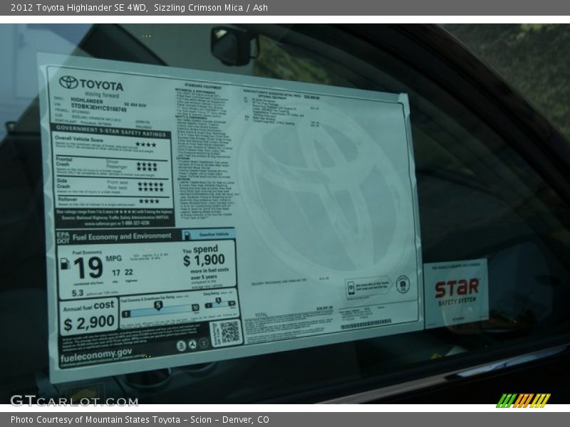 Sizzling Crimson Mica / Ash 2012 Toyota Highlander SE 4WD