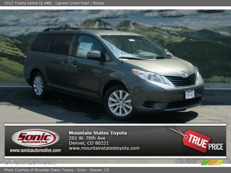 Cypress Green Pearl / Bisque 2012 Toyota Sienna LE AWD