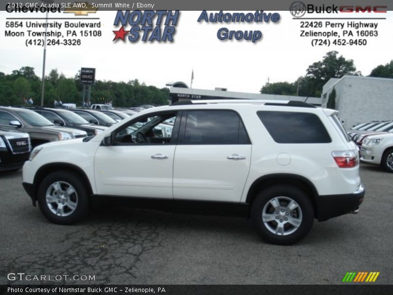 Summit White / Ebony 2012 GMC Acadia SLE AWD