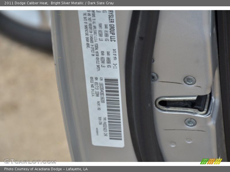 Bright Silver Metallic / Dark Slate Gray 2011 Dodge Caliber Heat