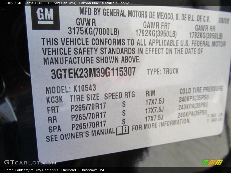 Carbon Black Metallic / Ebony 2009 GMC Sierra 1500 SLE Crew Cab 4x4