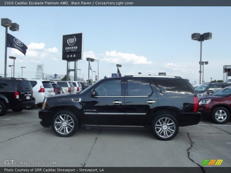 Black Raven / Cocoa/Very Light Linen 2009 Cadillac Escalade Platinum AWD