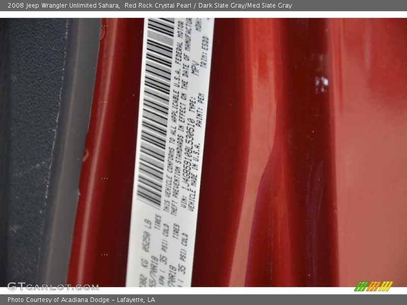 Red Rock Crystal Pearl / Dark Slate Gray/Med Slate Gray 2008 Jeep Wrangler Unlimited Sahara