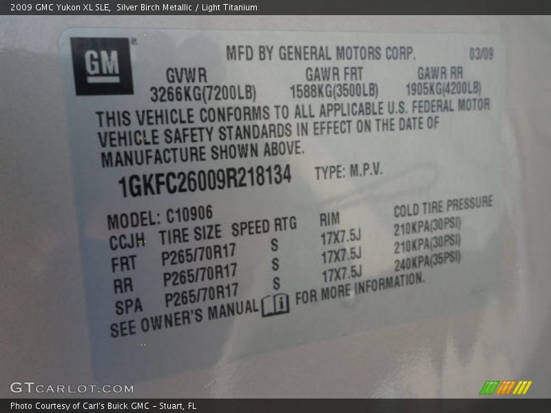 Silver Birch Metallic / Light Titanium 2009 GMC Yukon XL SLE