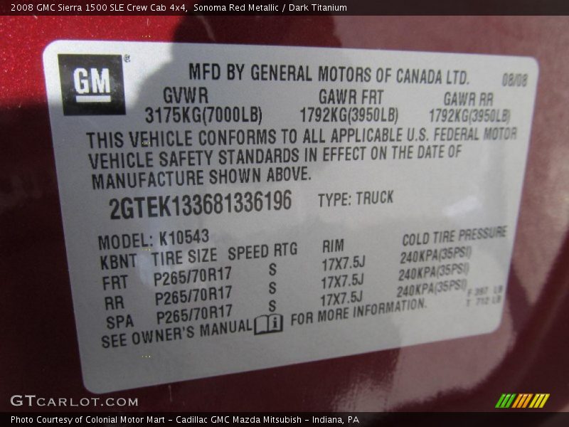 Sonoma Red Metallic / Dark Titanium 2008 GMC Sierra 1500 SLE Crew Cab 4x4