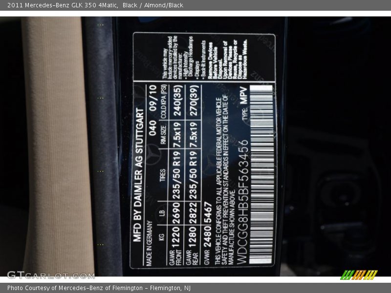 Black / Almond/Black 2011 Mercedes-Benz GLK 350 4Matic