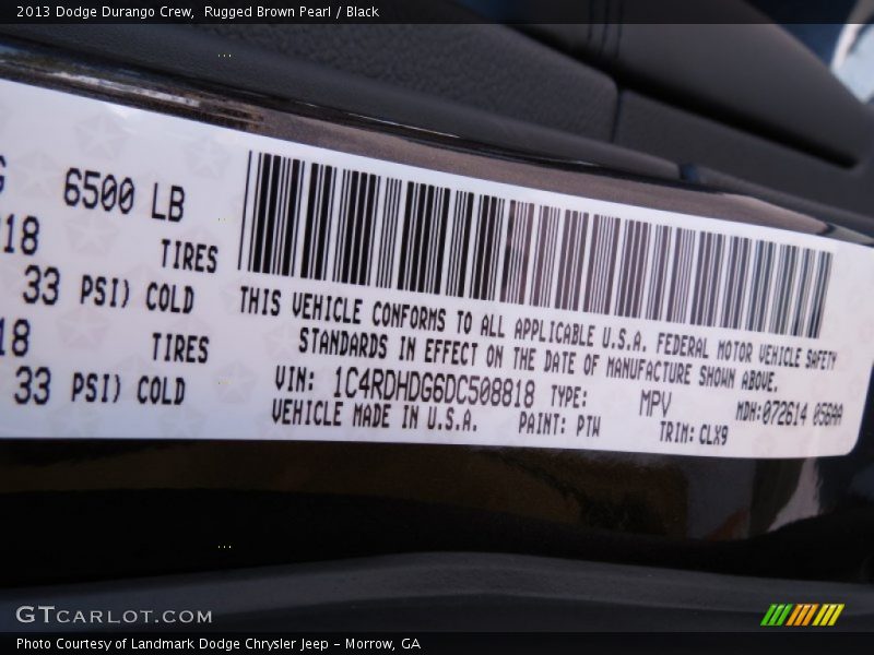 2013 Durango Crew Rugged Brown Pearl Color Code PTW