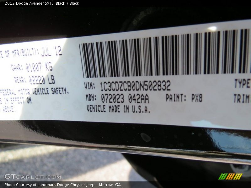 Black / Black 2013 Dodge Avenger SXT