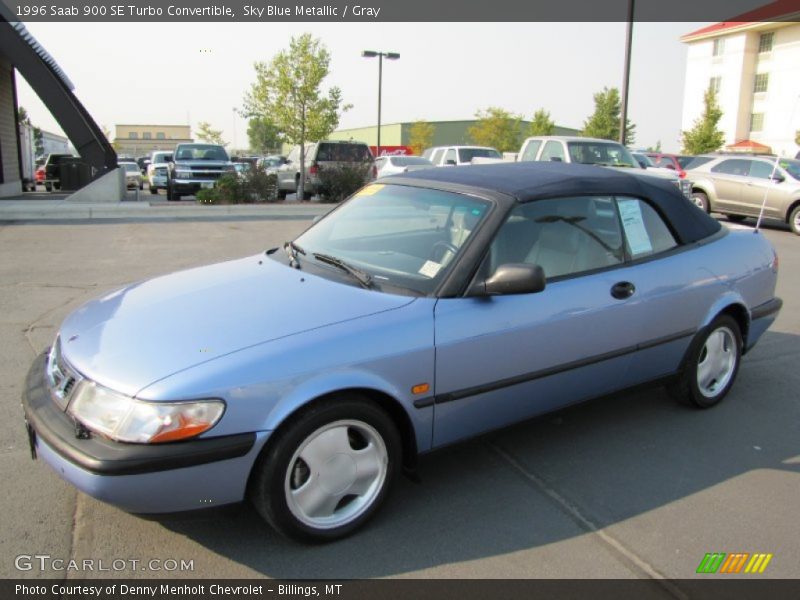 Sky Blue Metallic / Gray 1996 Saab 900 SE Turbo Convertible