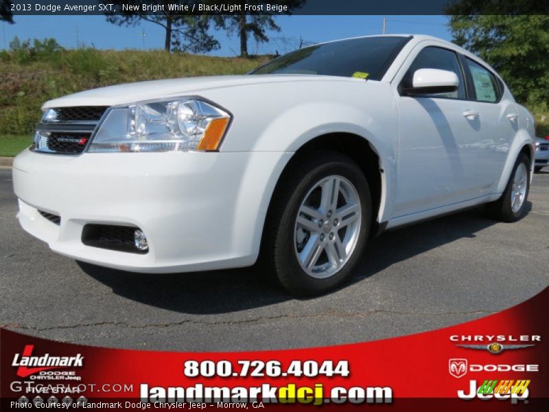 New Bright White / Black/Light Frost Beige 2013 Dodge Avenger SXT