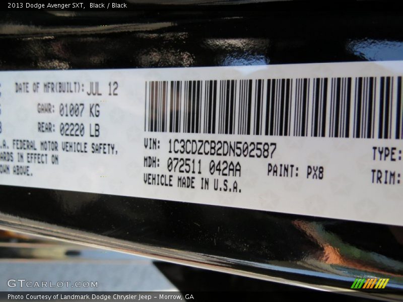 Black / Black 2013 Dodge Avenger SXT