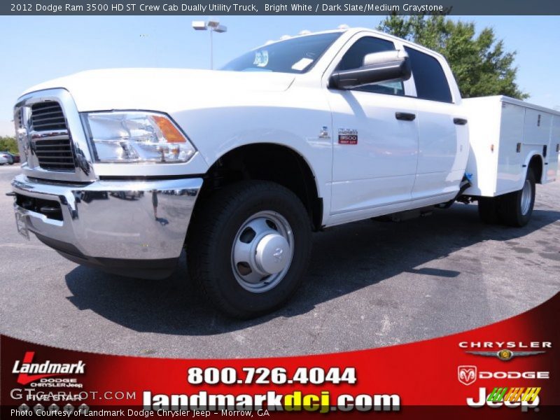 Bright White / Dark Slate/Medium Graystone 2012 Dodge Ram 3500 HD ST Crew Cab Dually Utility Truck