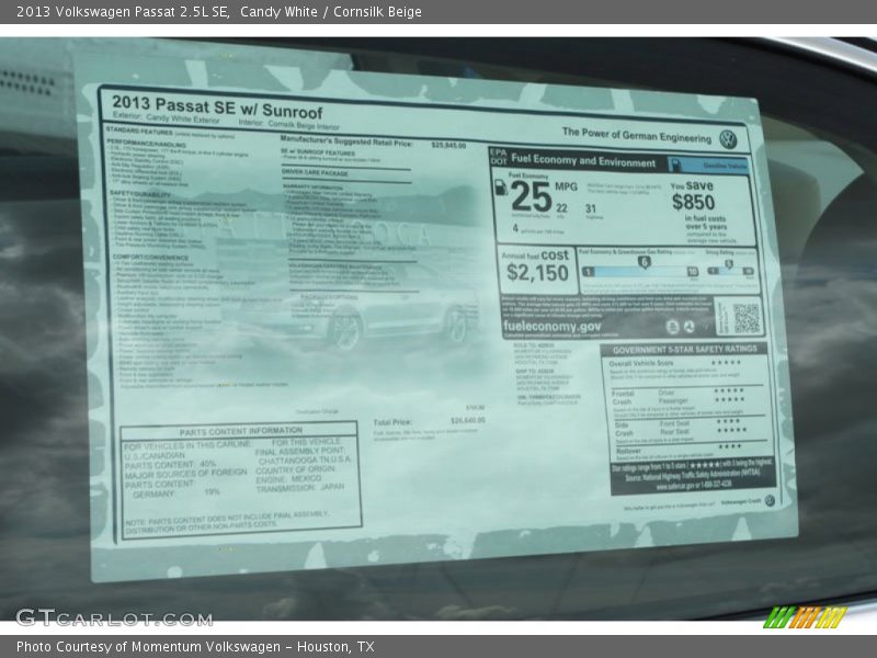 Candy White / Cornsilk Beige 2013 Volkswagen Passat 2.5L SE