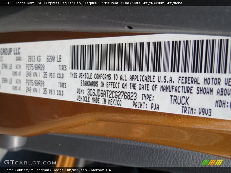 2012 Ram 1500 Express Regular Cab Tequila Sunrise Pearl Color Code PJA