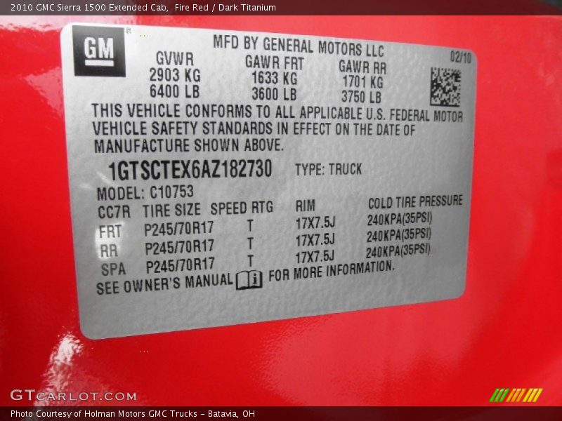 Fire Red / Dark Titanium 2010 GMC Sierra 1500 Extended Cab