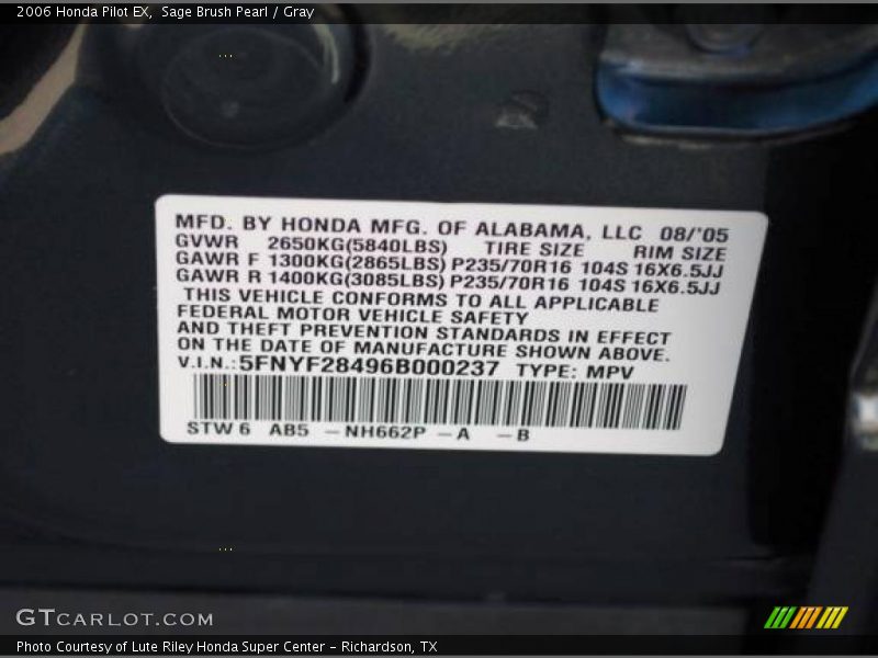 Sage Brush Pearl / Gray 2006 Honda Pilot EX