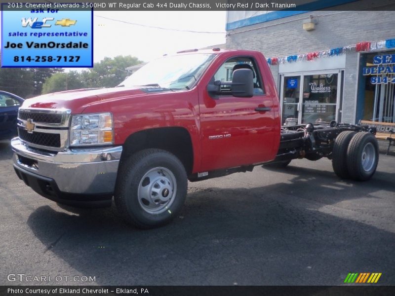 Victory Red / Dark Titanium 2013 Chevrolet Silverado 3500HD WT Regular Cab 4x4 Dually Chassis