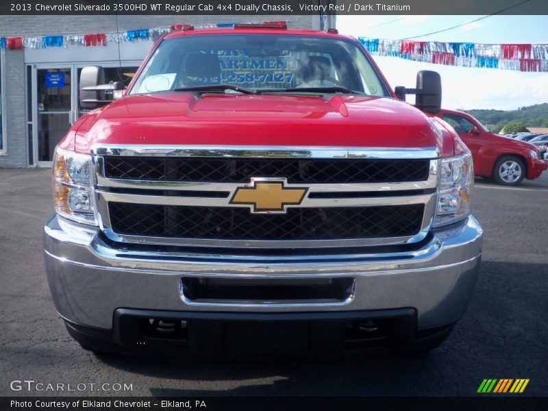 Victory Red / Dark Titanium 2013 Chevrolet Silverado 3500HD WT Regular Cab 4x4 Dually Chassis