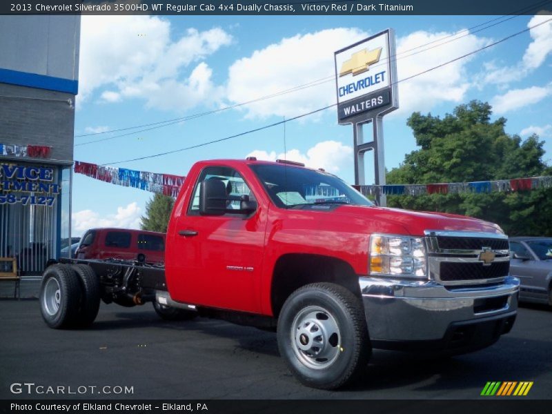 Victory Red / Dark Titanium 2013 Chevrolet Silverado 3500HD WT Regular Cab 4x4 Dually Chassis