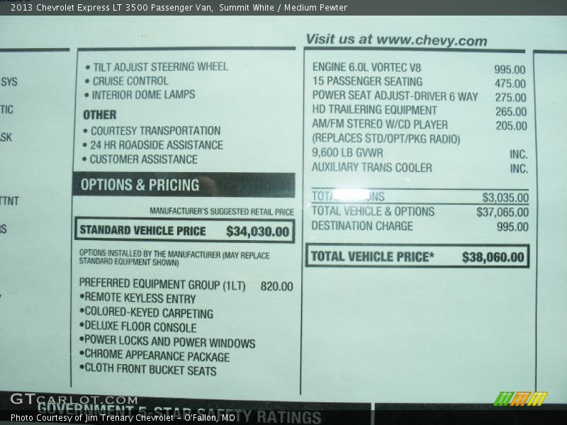 Summit White / Medium Pewter 2013 Chevrolet Express LT 3500 Passenger Van