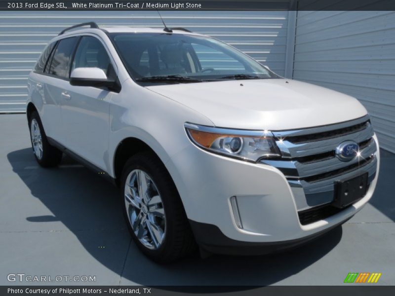 White Platinum Tri-Coat / Medium Light Stone 2013 Ford Edge SEL
