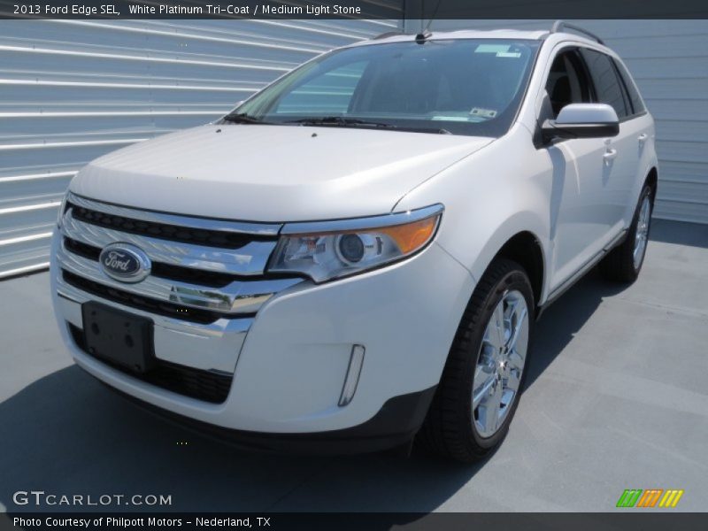 White Platinum Tri-Coat / Medium Light Stone 2013 Ford Edge SEL