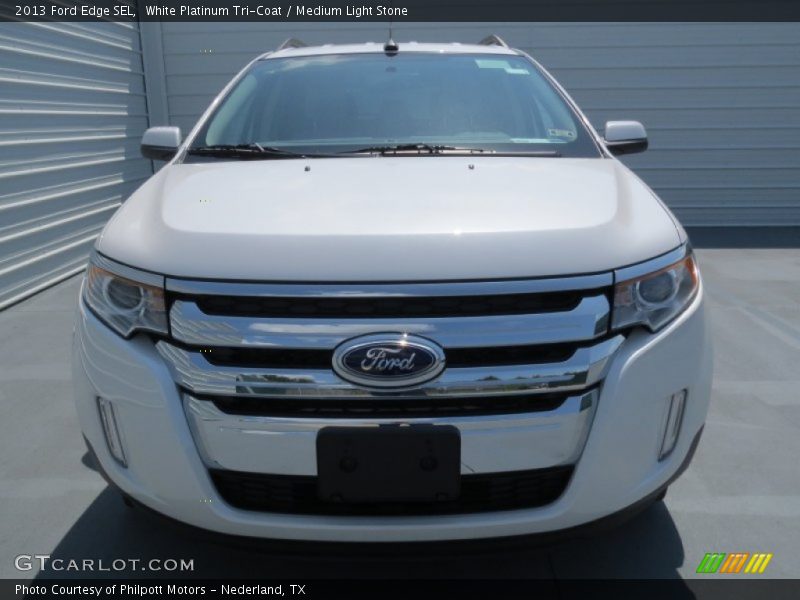 White Platinum Tri-Coat / Medium Light Stone 2013 Ford Edge SEL