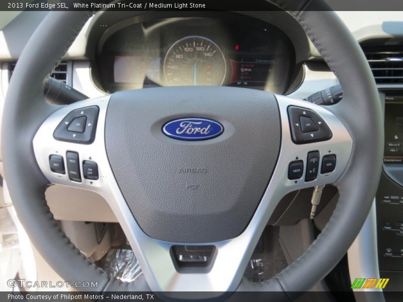 White Platinum Tri-Coat / Medium Light Stone 2013 Ford Edge SEL
