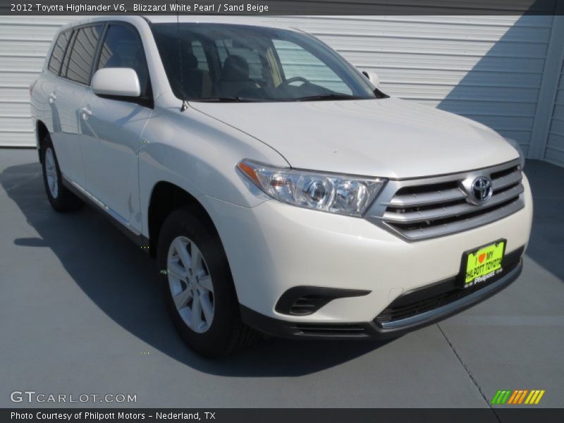 Blizzard White Pearl / Sand Beige 2012 Toyota Highlander V6