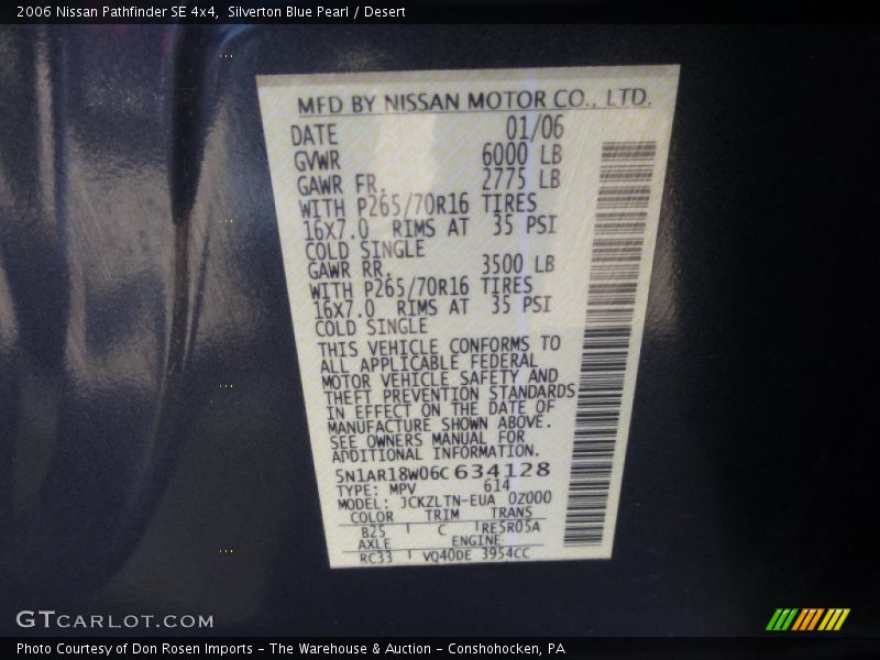 Silverton Blue Pearl / Desert 2006 Nissan Pathfinder SE 4x4
