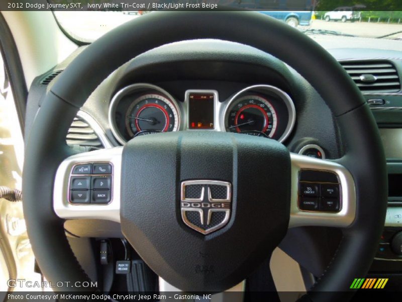 Ivory White Tri-Coat / Black/Light Frost Beige 2012 Dodge Journey SXT