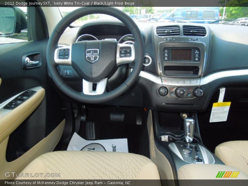 Ivory White Tri-Coat / Black/Light Frost Beige 2012 Dodge Journey SXT