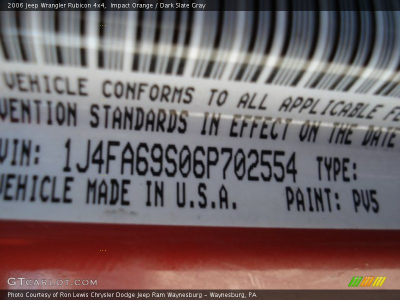 Impact Orange / Dark Slate Gray 2006 Jeep Wrangler Rubicon 4x4