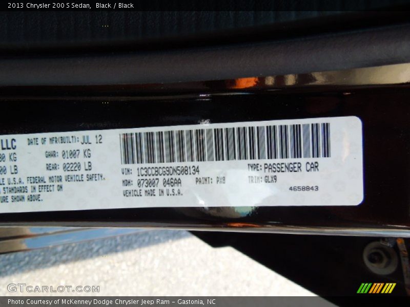 2013 200 S Sedan Black Color Code PX8
