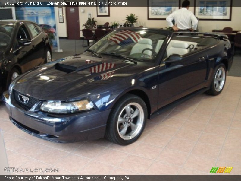 True Blue Metallic / Oxford White 2001 Ford Mustang GT Convertible