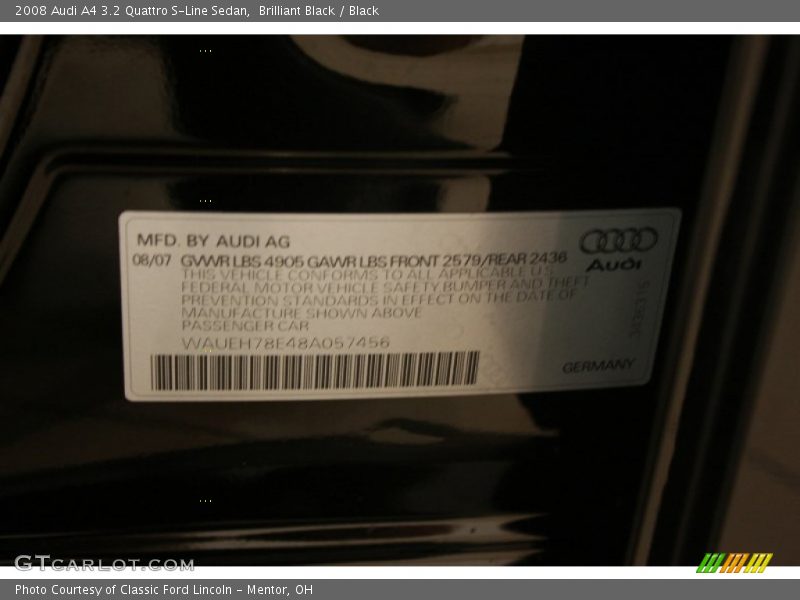 Brilliant Black / Black 2008 Audi A4 3.2 Quattro S-Line Sedan