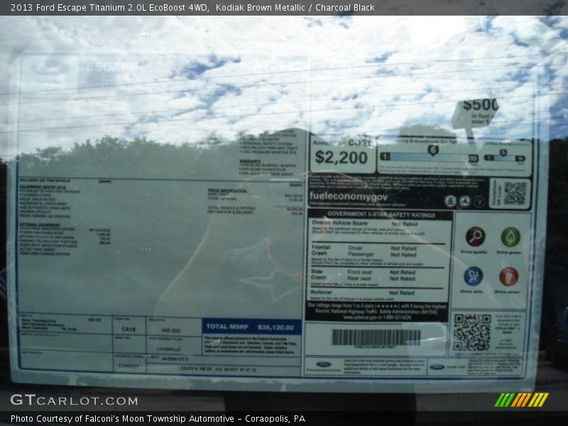  2013 Escape Titanium 2.0L EcoBoost 4WD Window Sticker