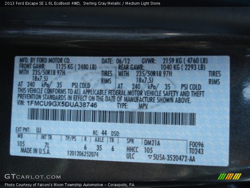 Sterling Gray Metallic / Medium Light Stone 2013 Ford Escape SE 1.6L EcoBoost 4WD