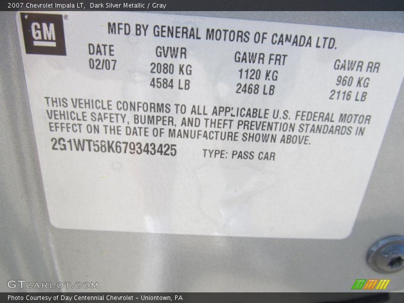 Dark Silver Metallic / Gray 2007 Chevrolet Impala LT