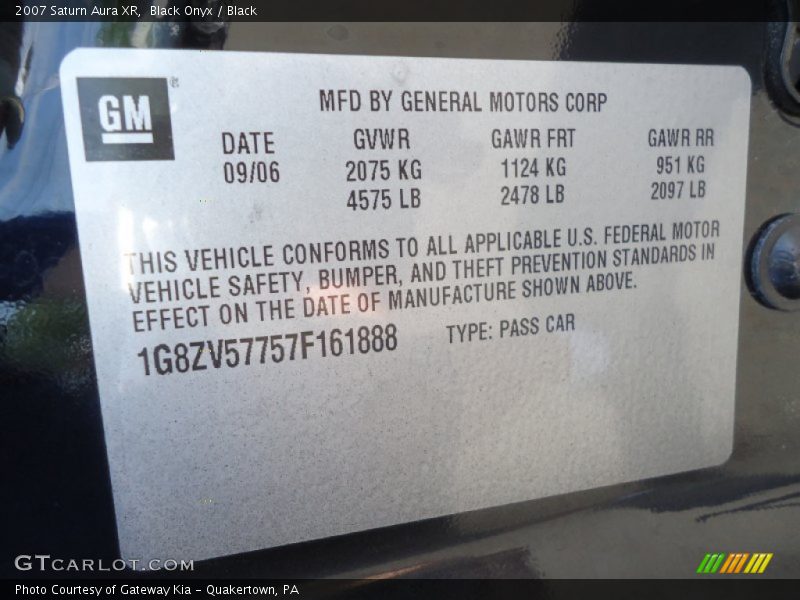 Black Onyx / Black 2007 Saturn Aura XR