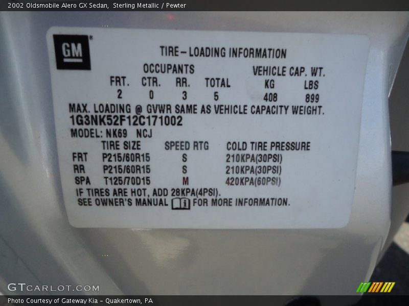 Sterling Metallic / Pewter 2002 Oldsmobile Alero GX Sedan