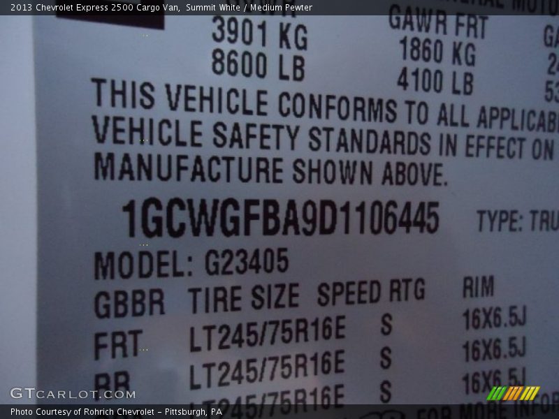 Summit White / Medium Pewter 2013 Chevrolet Express 2500 Cargo Van