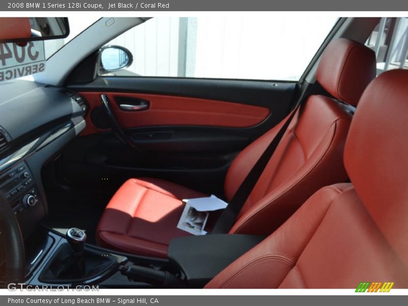 Jet Black / Coral Red 2008 BMW 1 Series 128i Coupe