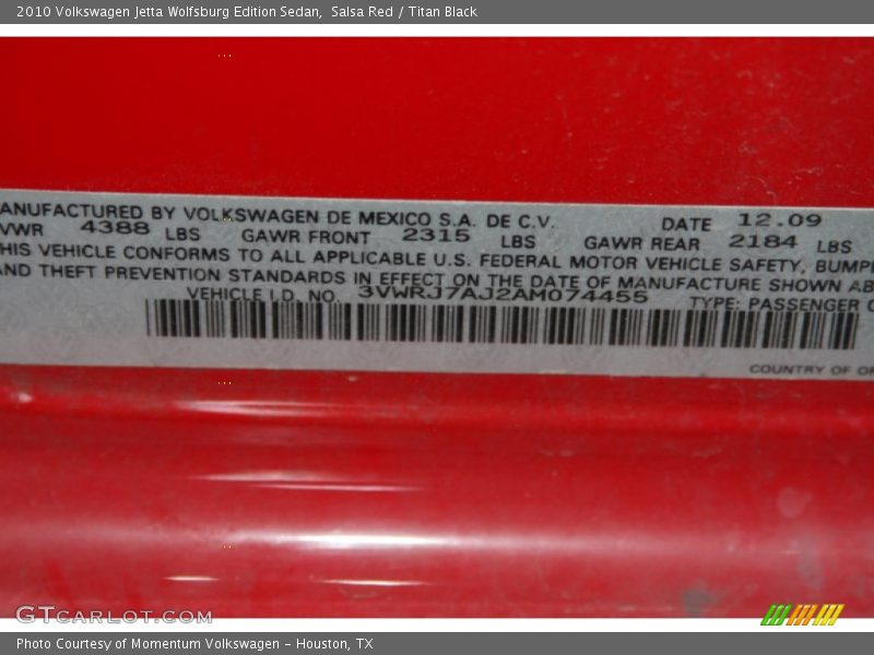 Salsa Red / Titan Black 2010 Volkswagen Jetta Wolfsburg Edition Sedan