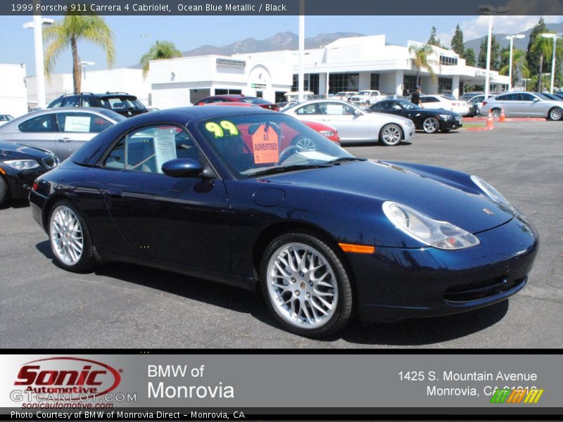 Ocean Blue Metallic / Black 1999 Porsche 911 Carrera 4 Cabriolet