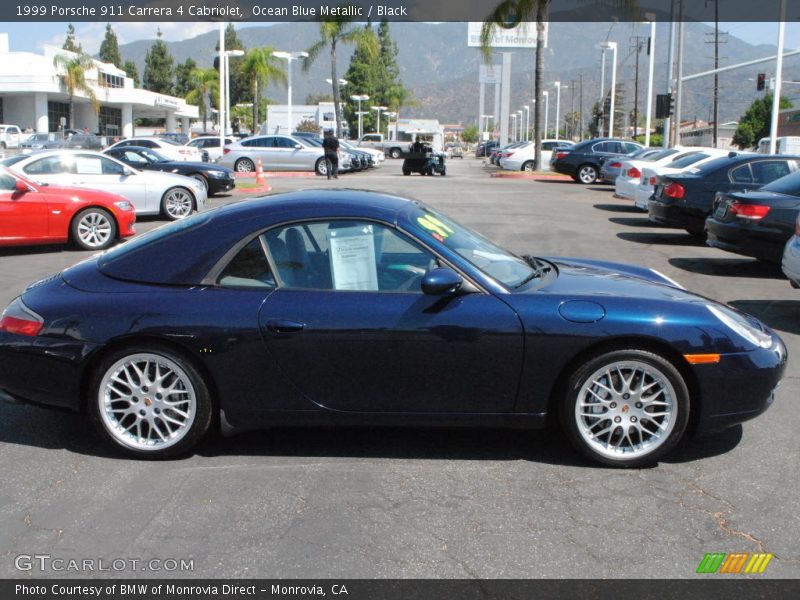 Ocean Blue Metallic / Black 1999 Porsche 911 Carrera 4 Cabriolet