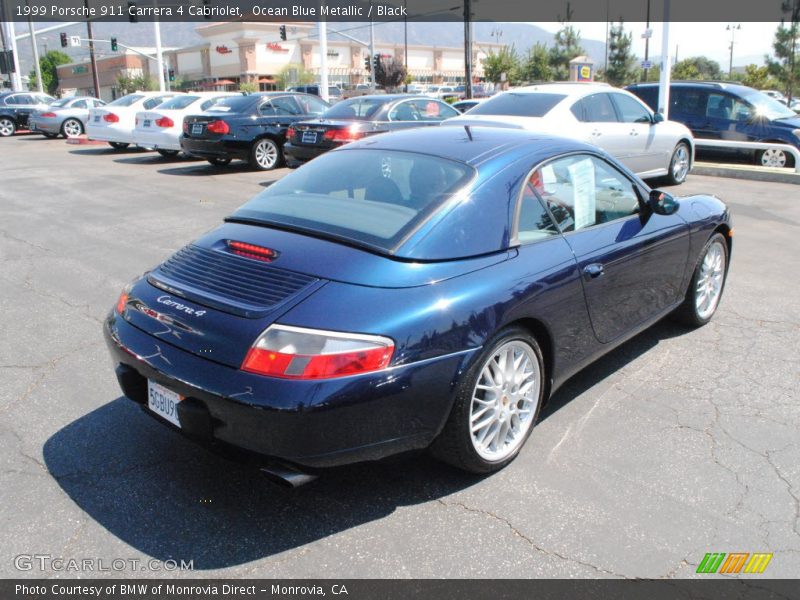 Ocean Blue Metallic / Black 1999 Porsche 911 Carrera 4 Cabriolet